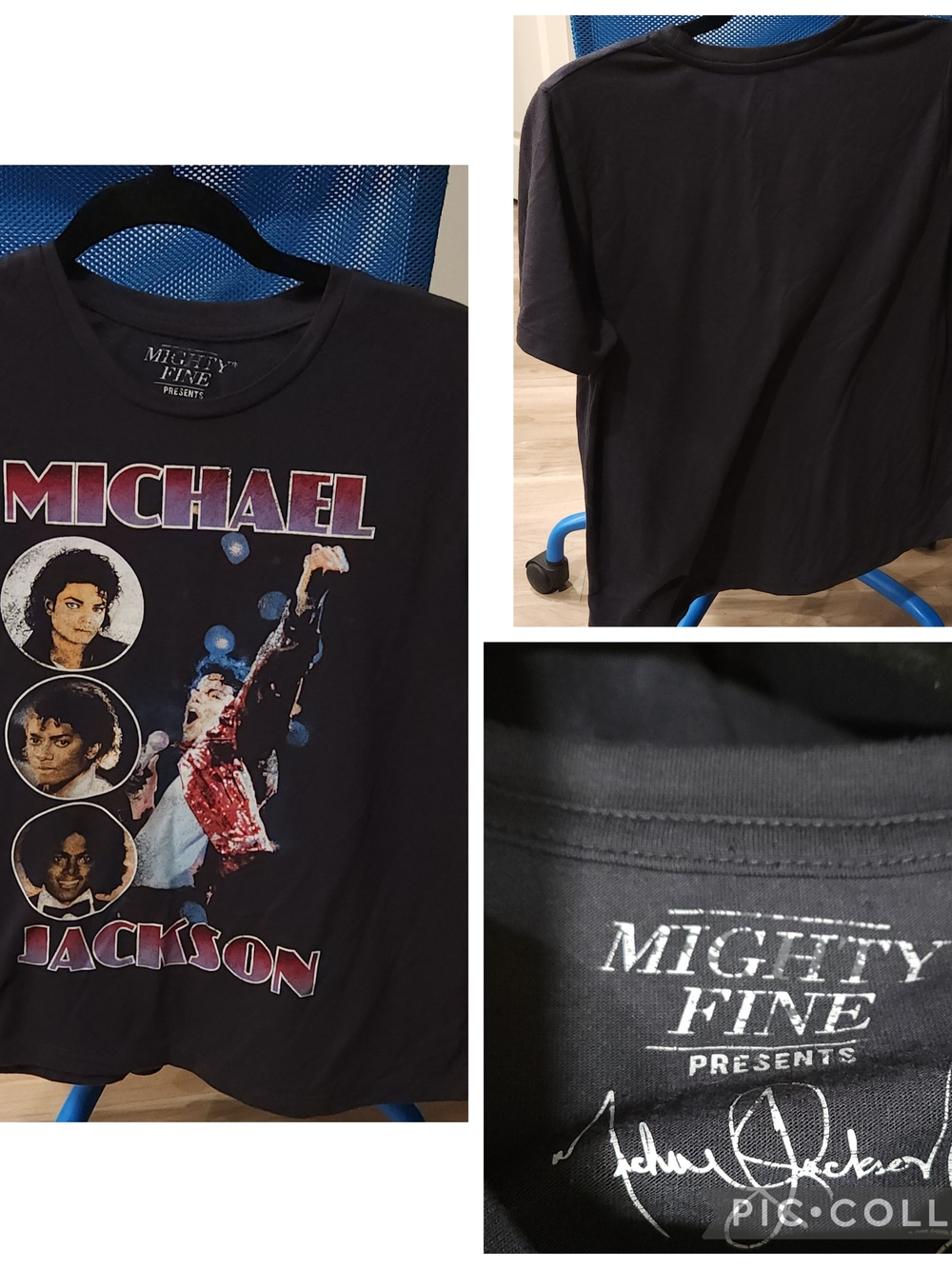 Mighty Fine Black T‑Shirt with Red & Purple Michael Jackson Graphic